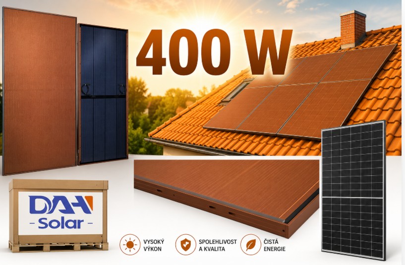 Fotovoltaické panely 400 W oranžové. 